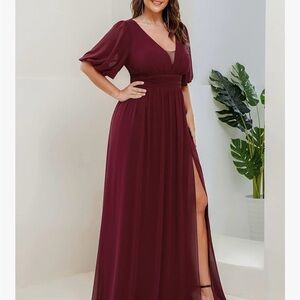 Ever Pretty Burgundy Maxi Dress